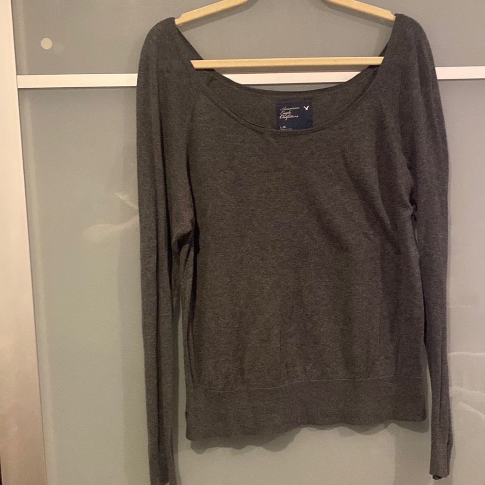 American Eagle Off the Shoulder Grey Sweater